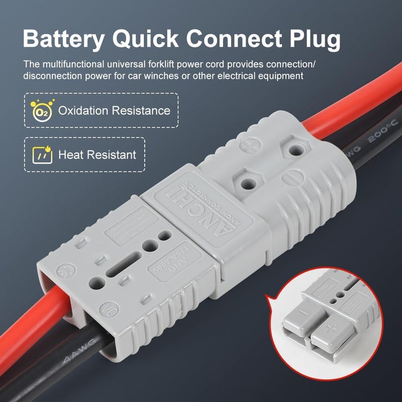 ANCHI Store موصل طاقة 50 أمبير مع قابس 50A توصيل سريع وفصل، كابل 10AWG بطول 1.97 قدم مع حلقة O (50A 60CM 2 قطع) - Image 3